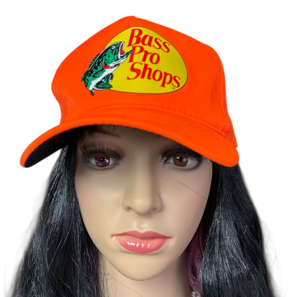 Bass Pro Shops Blaze Orange Trucker Hat Snapback Mesh Cap Fishing Hunting OSFM
